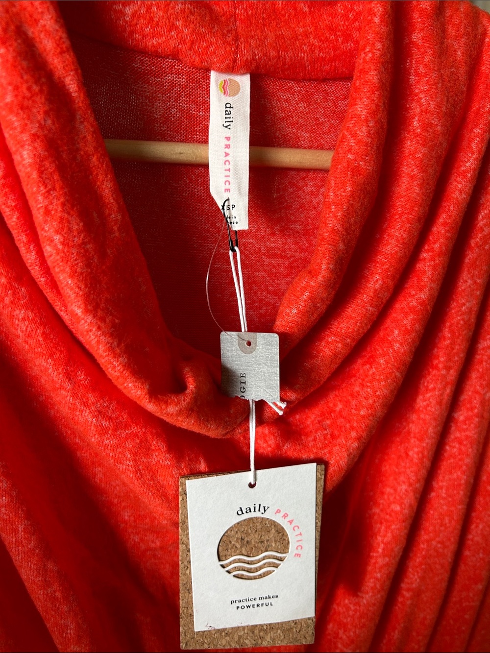 NWT! Daily Practice by Anthropologie Orange Draped Cowl Neck Sweater Dress - Picture 2 of 10